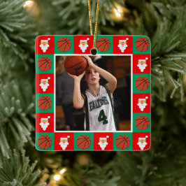 Ornamento De Cerâmica Natal do jogador de basquetebol personalizado de e