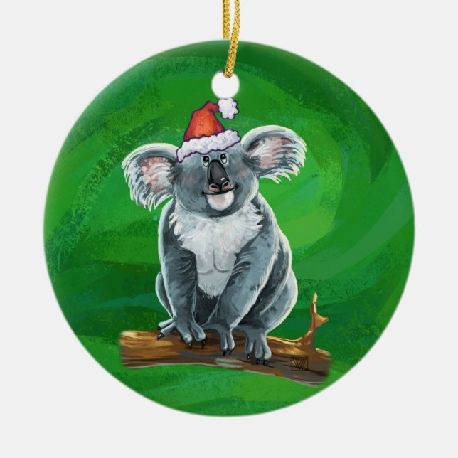 Ornamento De Cerâmica Natal do Koala Bear (Frente)