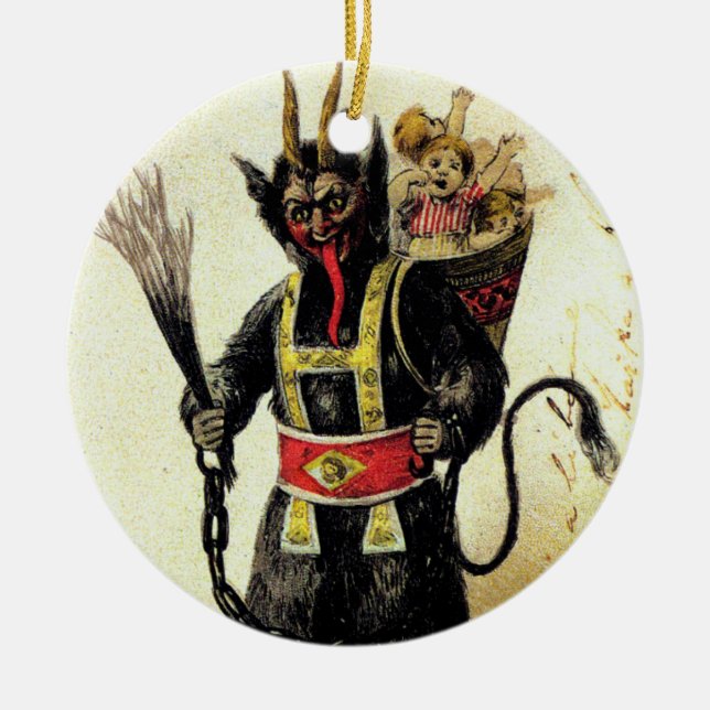 Ornamento De Cerâmica Natal do Krampus Assusty Demon Holiday (Frente)