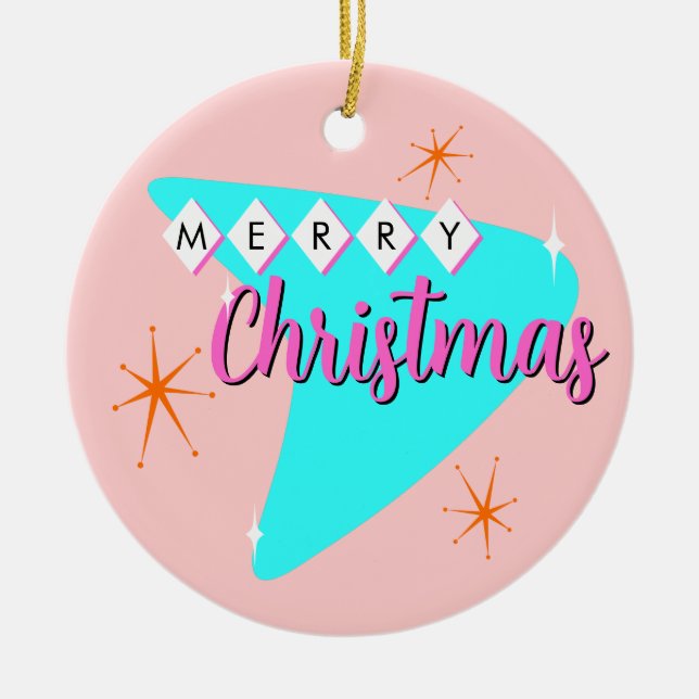 Ornamento De Cerâmica Natal do Meio século feliz (Frente)