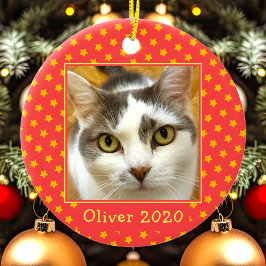 Ornamento De Cerâmica Natal do Memorial de Fotos Pet Personalizado