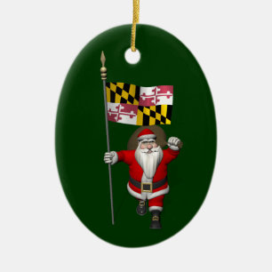 Ornamento De Cerâmica Natal do pai com a bandeira de Maryland