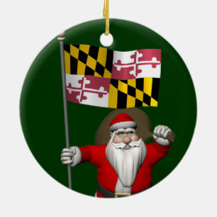 Ornamento De Cerâmica Natal do pai com a bandeira de Maryland