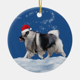 Ornamento De Cerâmica Natal do papai noel do Keeshond