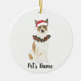 Ornamento De Cerâmica Natal do Red & White Cattledog Heeler
