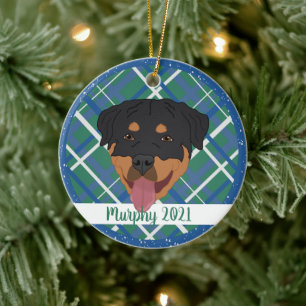 Ornamento De Cerâmica Natal do Rottweiler Personalizado 