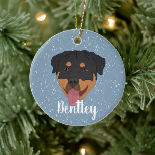 Ornamento De Cerâmica Natal do Rottweiler Personalizado 