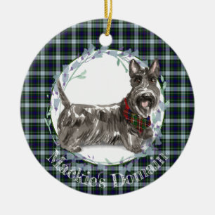 Ornamento De Cerâmica Natal do Tartan do cão do Scottie