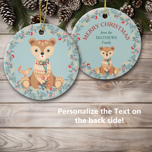 Ornamento De Cerâmica Natal do Urso Nórdico (Criador carregado)