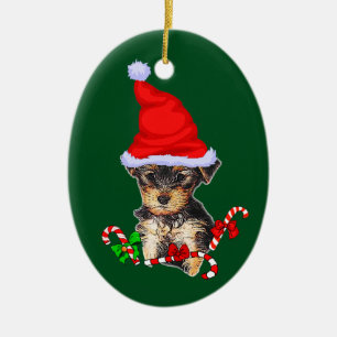 Ornamento De Cerâmica Natal do yorkshire terrier
