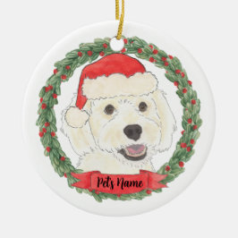 Ornamento De Cerâmica Natal Doodle Creme Branco Personalizado