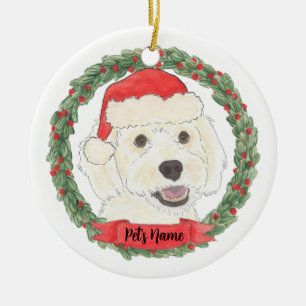 Ornamento De Cerâmica Natal Doodle Creme Branco Personalizado