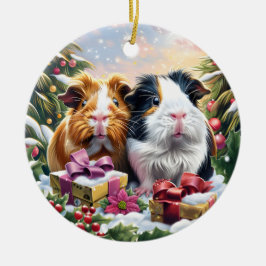 Ornamento De Cerâmica Natal dos Porcos-guineenses