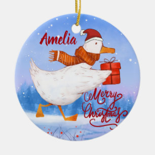 Ornamento De Cerâmica Natal Duck