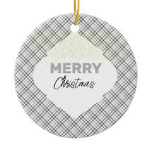 Natal Elegante Brilho Xadrez Cinza Branco