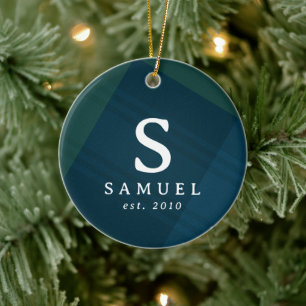 Ornamento De Cerâmica Natal elegante da xadrez clássica