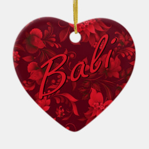 Ornamento De Cerâmica Natal em Bali Batik 1
