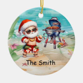 Ornamento De Cerâmica Natal em julho com SANTA CLAUS na praia