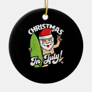 Ornamento De Cerâmica Natal Em Julho Engraçado Gráfico do Papai Noel