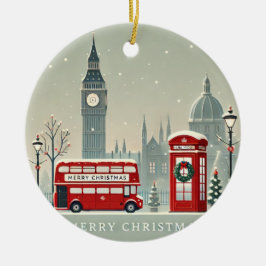 Ornamento De Cerâmica Natal em Londres | Big Ben e Londres Festivo