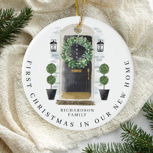 Ornamento De Cerâmica Natal Em Nova Casa, A Água Preta Da Porta