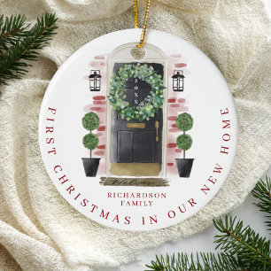 Ornamento De Cerâmica Natal Em Nova Casa, A Água Preta Da Porta