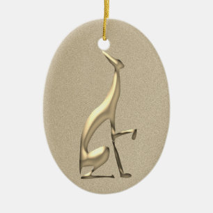 Ornamento De Cerâmica Natal em Ouro Elegante