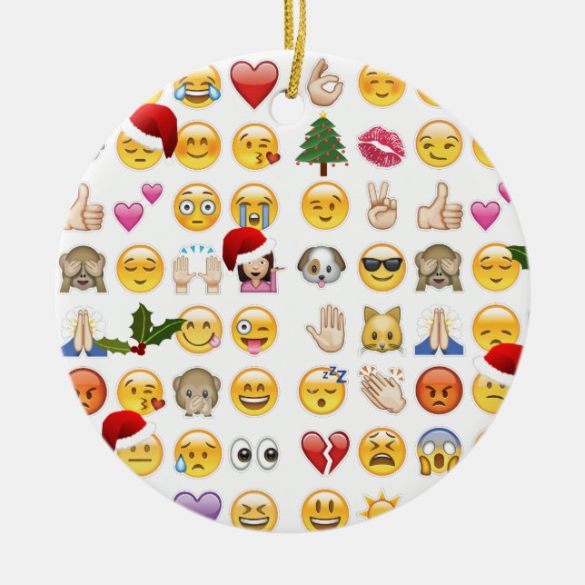 Ornamento De Cerâmica natal emojis (Frente)