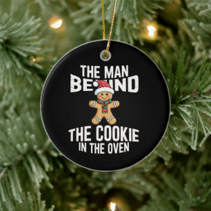 Ornamento De Cerâmica Natal engraçado gravidez homem atrás do cookie