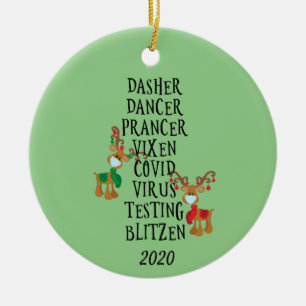 Ornamento De Cerâmica Natal Engraçado Reindeer Names Covid 2020