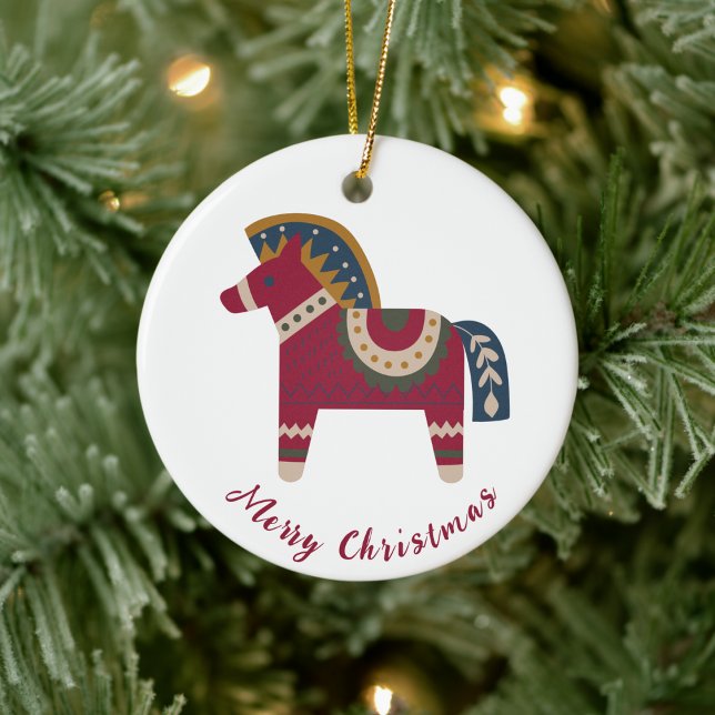 Ornamento De Cerâmica Natal escandinavo (Scandinavian folk trendy nordic swedish modern boho winter Christmas art )