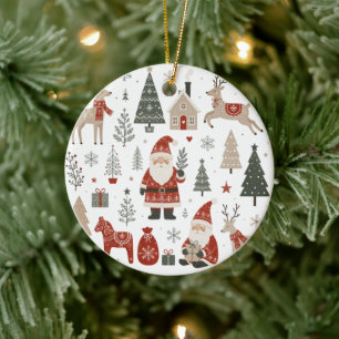Ornamento De Cerâmica Natal Escandinavo Vintage Papai Noel Rena