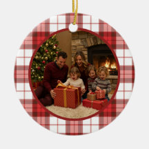 Natal Família Xadrez Vermelho