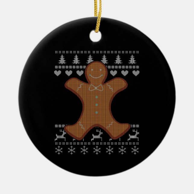 Ornamento De Cerâmica Natal Feio - Biscoito de Gengibre (Frente)