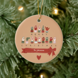 Ornamento De Cerâmica Natal Feliz ASL Aconchegante Personalizado