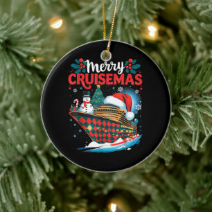 Ornamento De Cerâmica Natal Feliz de Cruzeiros Família Divertida