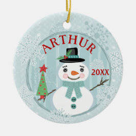 Ornamento De Cerâmica Natal Feliz Férias Snowmen Personalizado