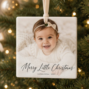 Ornamento De Cerâmica Natal Feliz Personalizado com Foto do Bebê