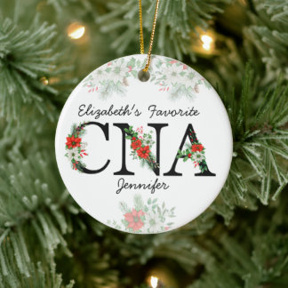 Ornamento De Cerâmica Natal Floral Vermelho Personalizado Favorito CNA