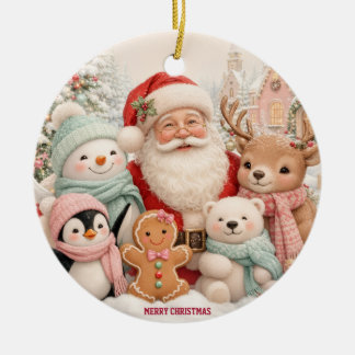 Ornamento De Cerâmica Natal fofo com Papai Noel, Pinguim, Urso, Rena