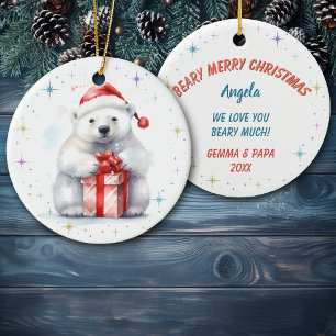 Ornamento De Cerâmica Natal Fofo da Ursa Feliz Natal Netinha