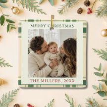Natal Foto Família Xadrez Verde Heritage