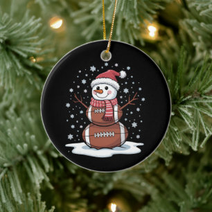 Ornamento De Cerâmica Natal Futebol Americano Boneco de Neve Xmas Esport