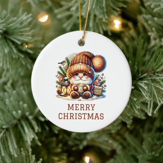 Ornamento De Cerâmica Natal Gnome Fofo de Natal (Árvore)