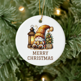 Ornamento De Cerâmica Natal Gnome Fofo de Natal