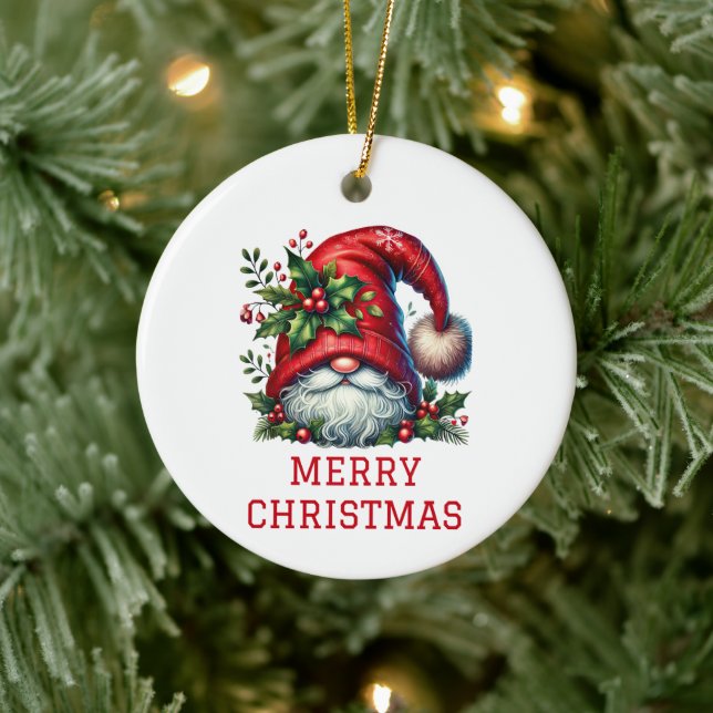 Ornamento De Cerâmica Natal Gnome Fofo de Natal (Árvore)