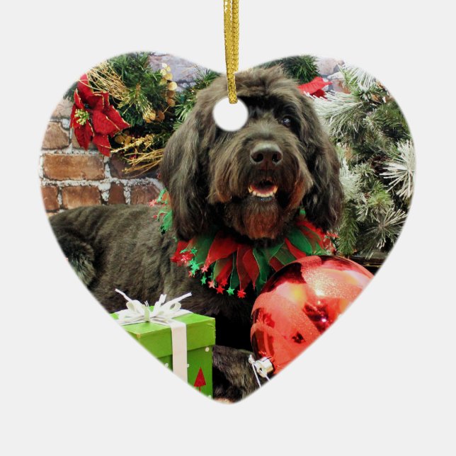 Ornamento De Cerâmica Natal - GoldenDoodle - Dutch (Frente)
