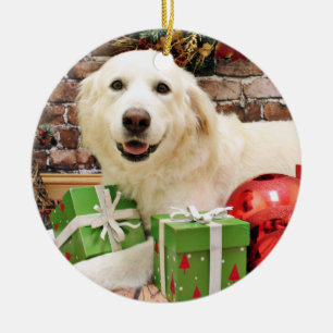 Ornamento De Cerâmica Natal - grandes Pyrenees Labrador X - Ginny