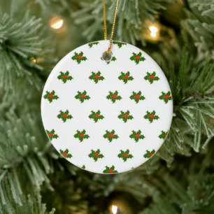 Ornamento De Cerâmica Natal Holly Pattern