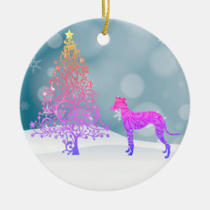 Ornamento De Cerâmica Natal italiano de Greyhound